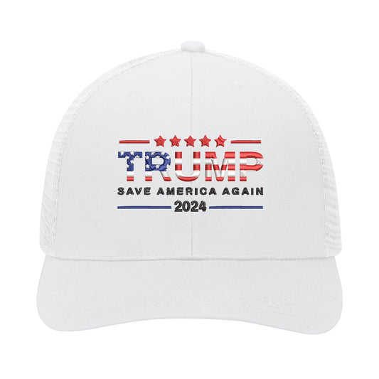 Trump 2024 Save America Again Hat American Flag Pattern Embroidery