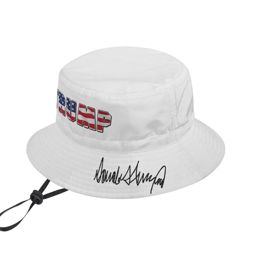 White Trump Patriotic Bucket Hat w/ Signature Brim