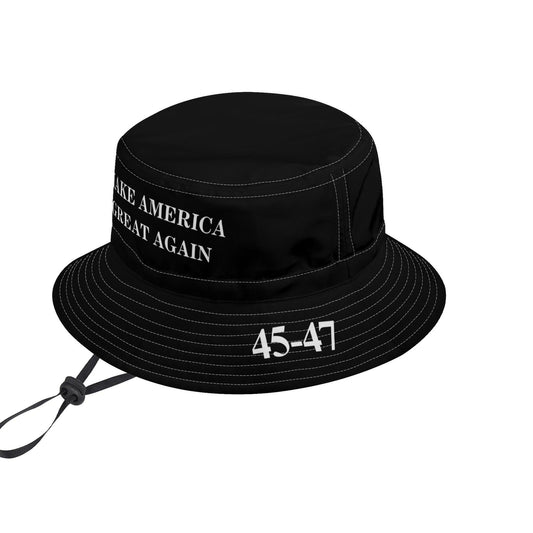 Make America Great Again 45-47 Black Bucket Hat.