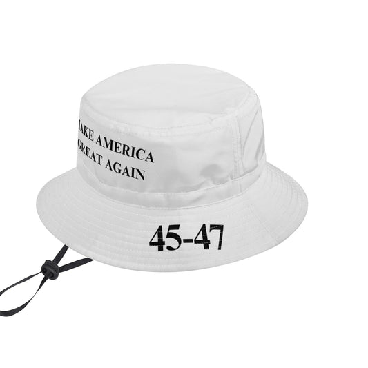 Make America Great Again 45-47 White Bucket Hat Fishing Hat Brim