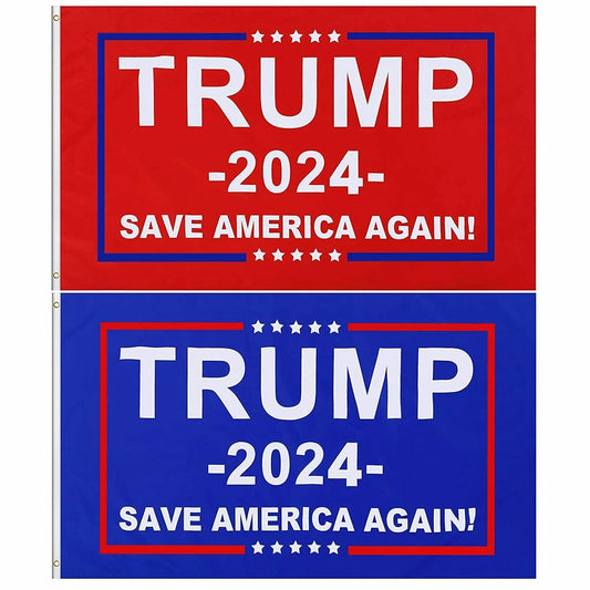 2 Pack - Save America Again Trump 2024  Flag Set