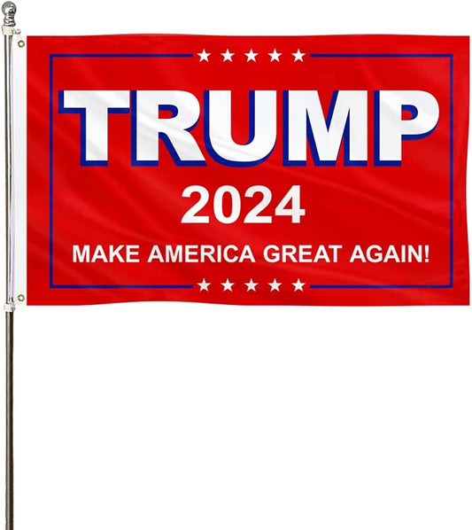 Red Trump 2024 Make America Great Again Flag