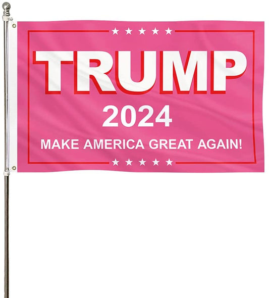 Pink Trump 2024 Make America Great Again Flag