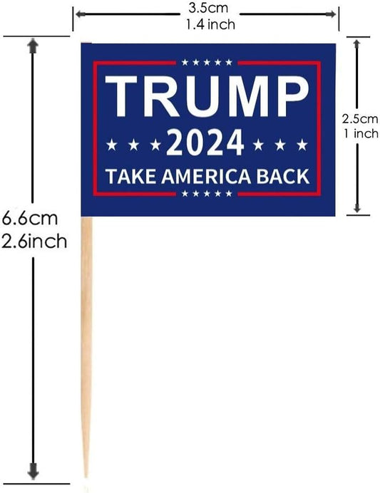 100 Pcs Donald Trump 2024 Flag Toothpicks