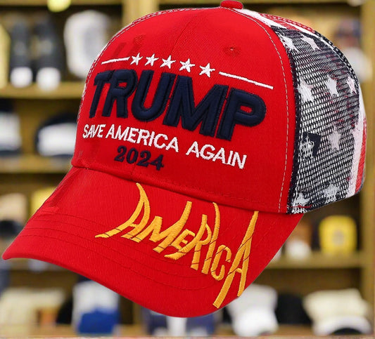 Save America Hat w/ American Flag mesh Back and Signature Bill