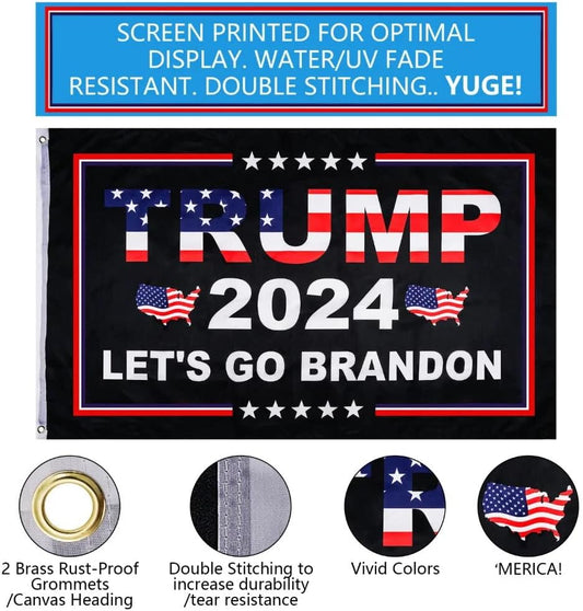 Trump 2024 Lets Go Brandon Flag 3x5 Foot