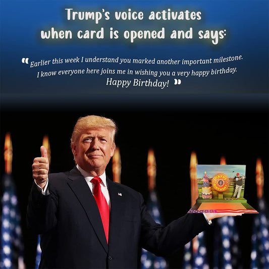 Funny Donald Trump Pop Up Birthday Card- Lights up Trump's Voice