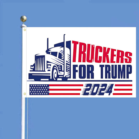 Truckers for Trump 2024 flag Choice of Single or Double Sided White Flag