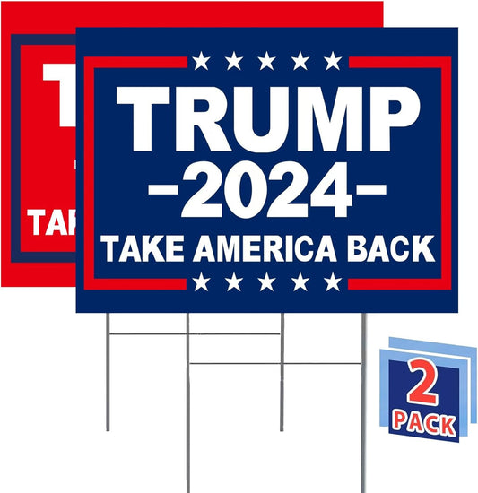 2-Pack - Donald Trump 2024 Yard Signs Take America Back