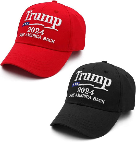 2 Hat Bundle: Trump 2024  Take America Back Caps