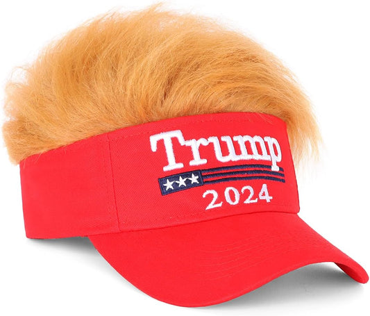 TRUMP 2024" Hair Hat Funny Visor Red