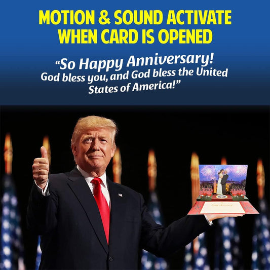 Donald Trump Dancing with Melania Pop Up Anniversary Card with Motion & Sound