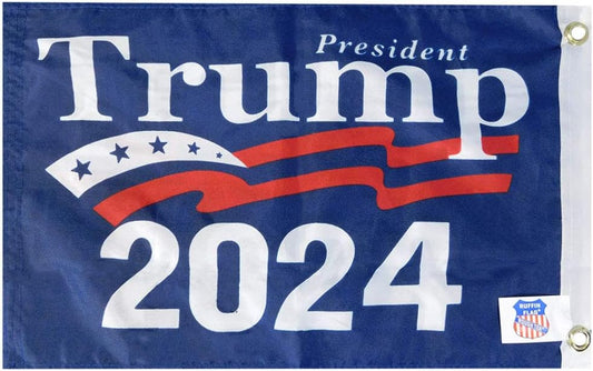 President Trump 2024 Blue Premium Quality 12x18 Boat Flag Double Sided