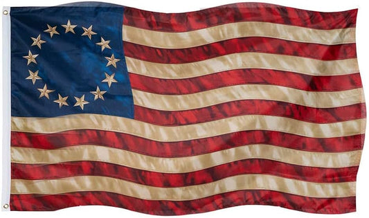 Tea Stained 13 Stars American Besty Ross Flag