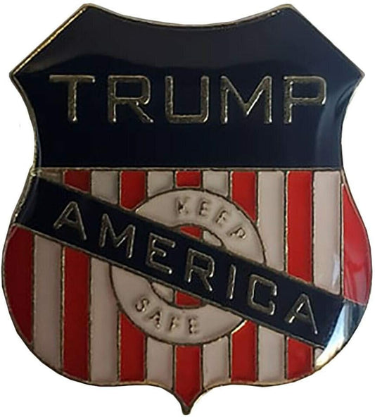 Trump Keep America Safe Shield Shaped Hat / Lapel Pin