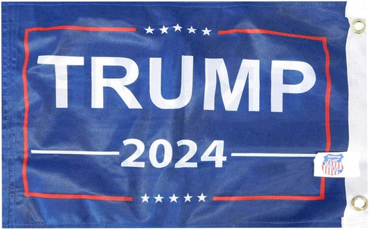 Double Sided Trump 2024 Blue Premium Quality Heavy Duty 12x18 Boat Flag