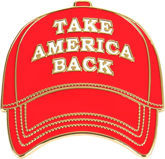 Red Take America Back Hat Shaped Lapel Pin