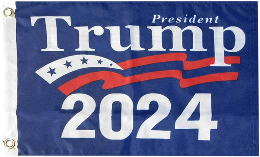 President Trump 2024 Blue Premium Quality 12x18 Boat Flag Double Sided