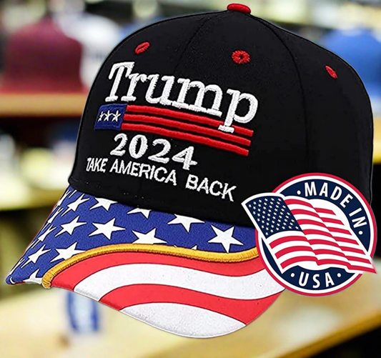 Black Trump 2024 Baseball Hat  Take America Back