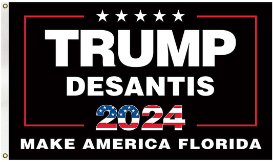 Trump DeSantis 2024 Make America Florida Flag 3x5 Ft (Black)