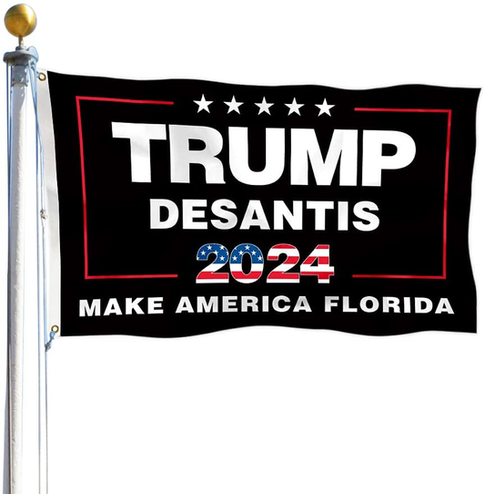 Trump DeSantis 2024 Make America Florida Flag 3x5 Ft (Black)