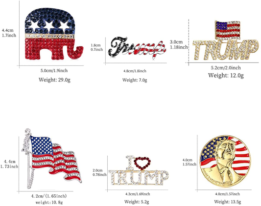 Republican Party GOP Elephant Trump Brooch Pin (6-Pack)