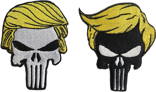 Set of 2 Trump Punisher Skull Patch Sew or Iron on Patches