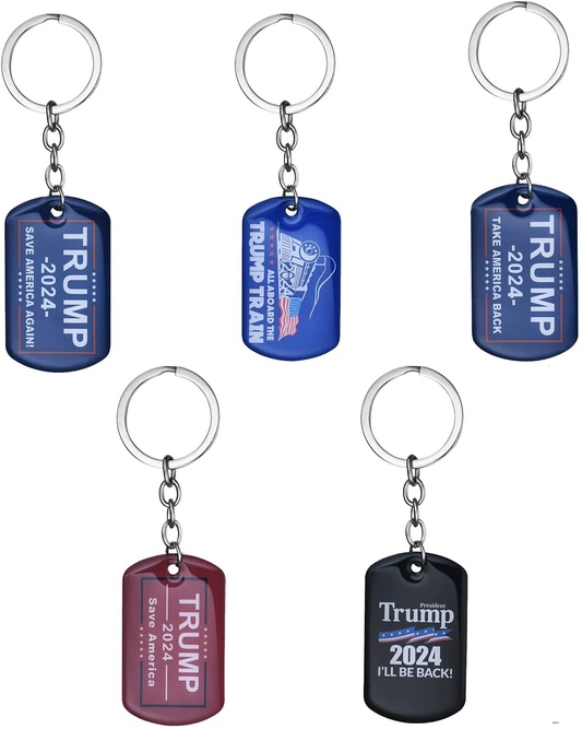 5 Pack Trump 2024 Keychains "Trump 2024 I'll be Back" "Trump 2024 Save American Again" "Trump 2024 Take American Back"