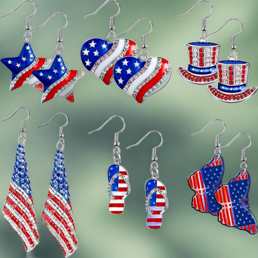 6 Pairs American Flag Earrings 4th of July Earrings Patriotic Star