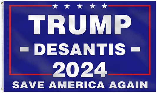 TRUMP 2024 DESANTIS 2024 American Banner Flag,Desantis for President in 2024 Save America Again Flag Polyester Waterproof and UV protection Outdoor Decor with 2 Brass Grommets 3x5 Ft