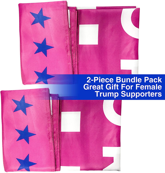 Set of 2 Pink Trump Flag 3x5 Women for Trump Flags