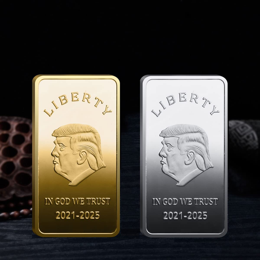 Donald Trump Gold or Silver Plated Silver Collectible Bouillon Bars