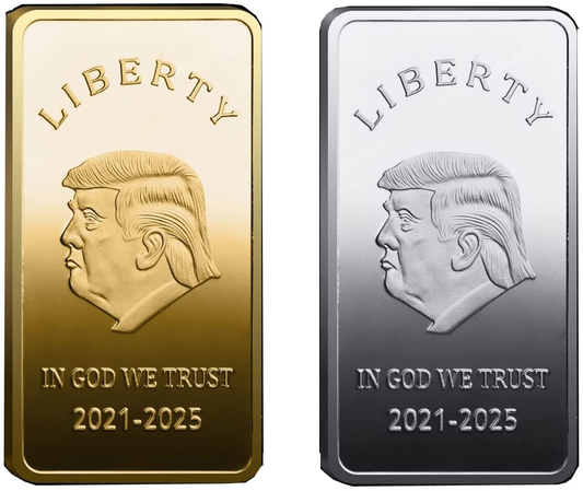 Donald Trump Gold or Silver Plated Silver Collectible Bouillon Bars