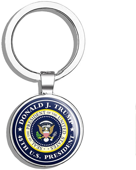 Round Donald J Trump 45th US President Keychain Key Ring Chain Holder Car/Key Finder