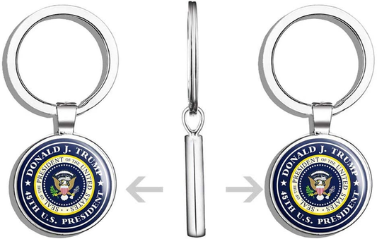 Round Donald J Trump 45th US President Keychain Key Ring Chain Holder Car/Key Finder