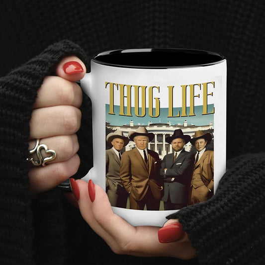 Thug Life Team MAGA Coyboy Coffee Mug Elon RFK Trump JD Vance