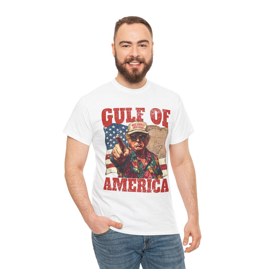 Gulf of America T-Shirt - with Trump earing MAGA hat