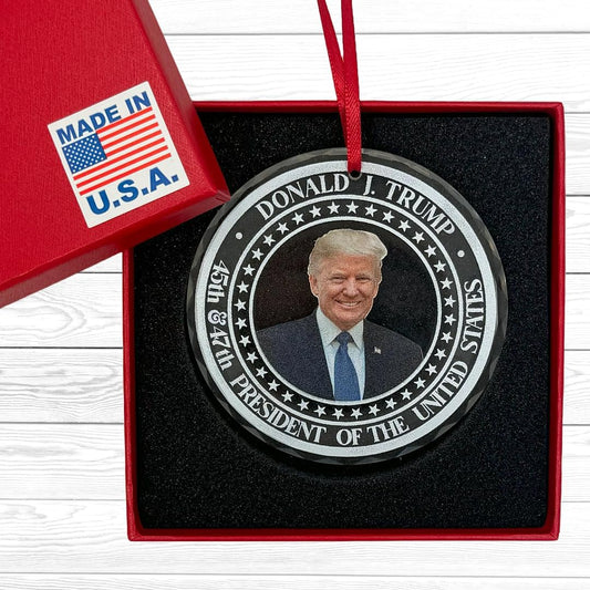 Trump Glass Christmas Ornament 2024