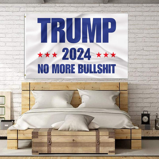 Trump 2024 No More BS 3x5 Foot Flag White