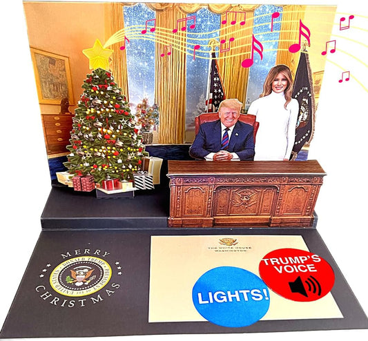 3D Talking Donald Trump Christmas Card, POP UP Christmas Card