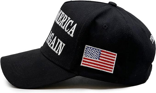 Trump 2024 Make America Great Again Hat with Big Letters Black MAGA 45-47 Side