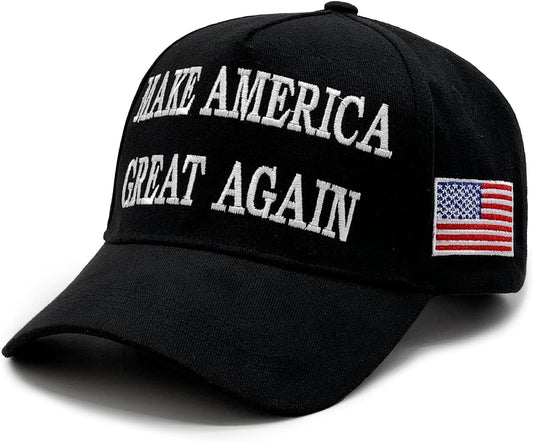 Trump 2024 Make America Great Again Hat with Big Letters Black MAGA 45-47 Side