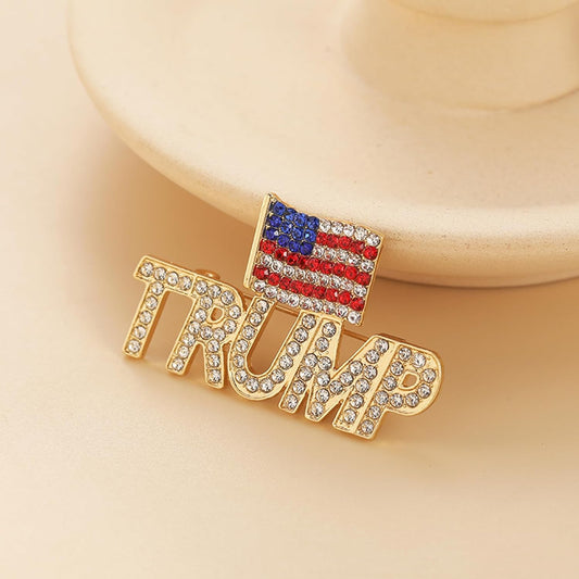 Crystal Trump Brooch with The USA Flag