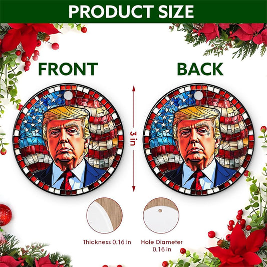 Donald Trump Stained Glass Christmas Ornament