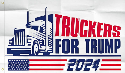 Truckers for Trump 2024 flag Choice of Single or Double Sided White Flag