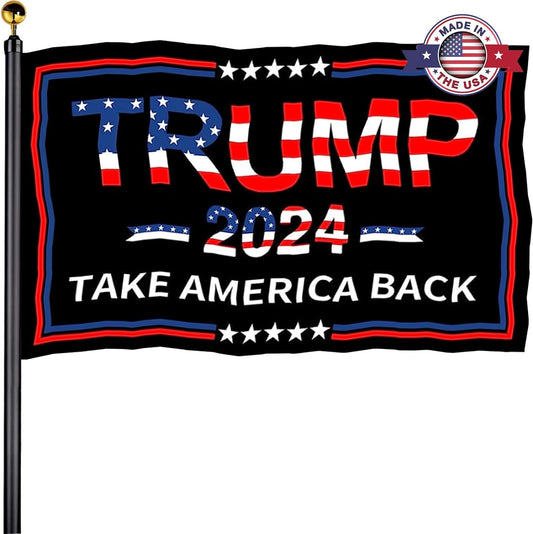 Double Sided Trump 2024 Take America Back Flag black