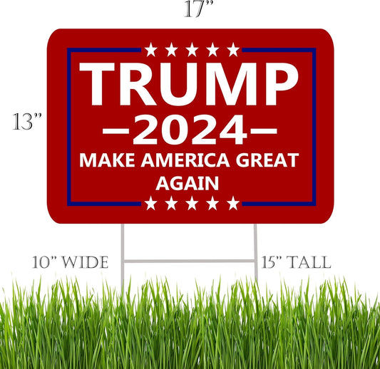 Trump 2024 Make America Great Again Red Yard Sign W/ Stake (double sided)