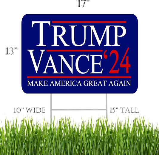 Trump Vance 2024 Yard Sign With Stake Double Sided