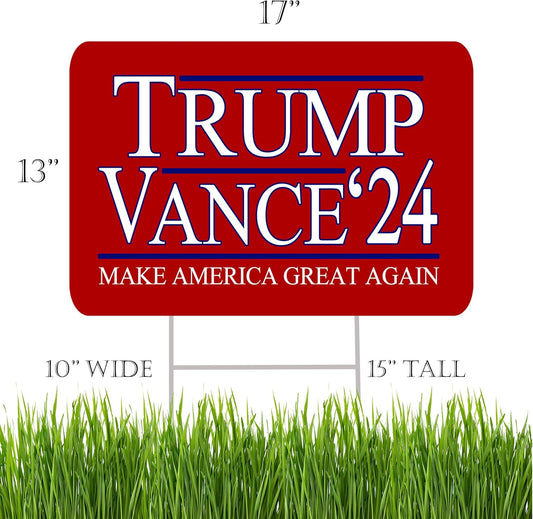 Red Trump Vance 2024 Make America Great Again 2 sided Lawn Sign