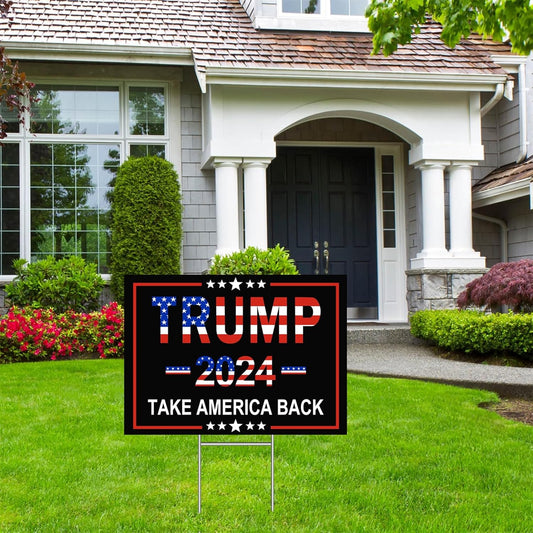 Trump 2024  Take America Back Yard Sign with Stake 17" X 12" Double Sided